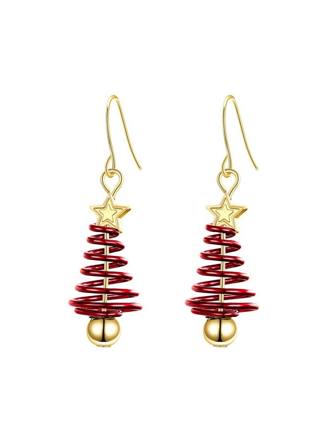 BriLove Fashion Classic Holiday Earrings For Women Lovely Cute Star Enamel Hook Drop Dangle Earrings Red Gold-Toned - Image 1
