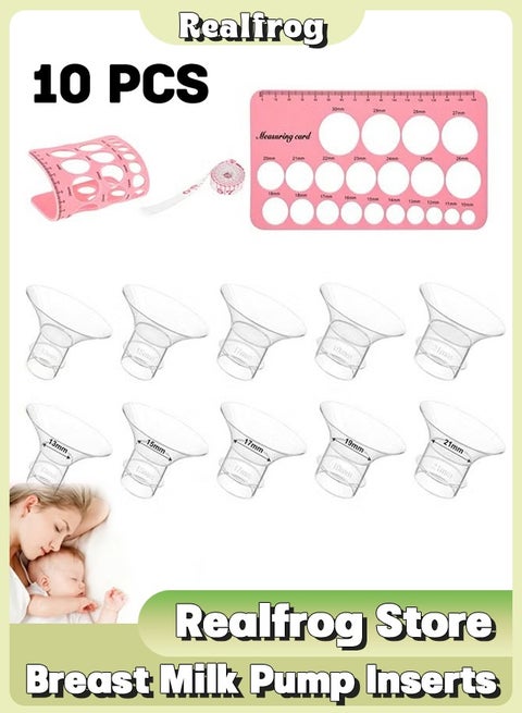 10-Piece Breast Pump Inserts 13/15/17/19/21mm And Ruler, Compatible with Momcozy S12 Pro/S9 Pro/S12/S9