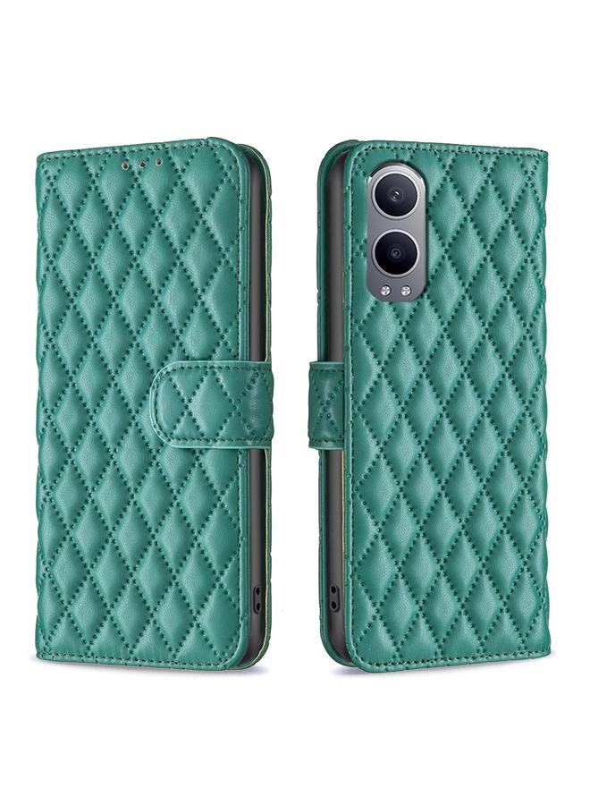 For OnePlus Nord CE4 Lite Global Diamond Lattice Wallet Flip Leather Phone Case(Green)