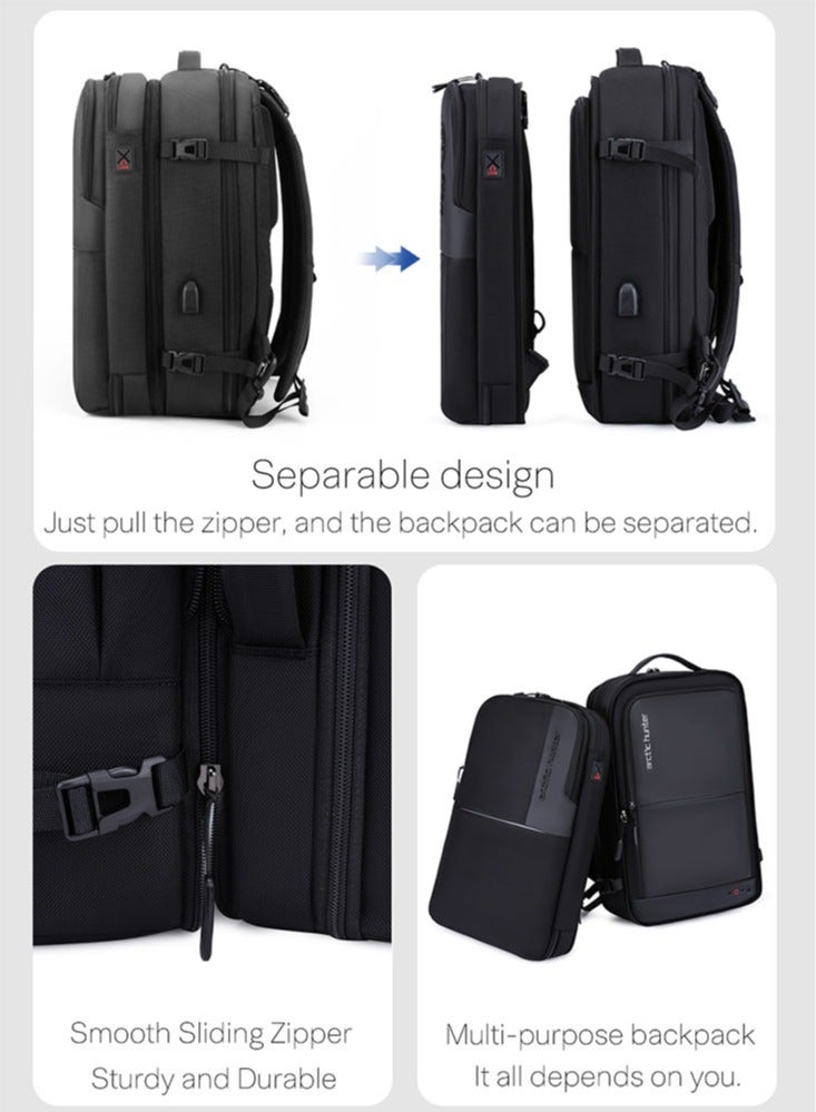 ARCTIC HUNTER Multi-purpose Business Travel Backpack, Durable School Office Laptop Backpack with Laptop and Tablet Compartment for Men, Black - Image 4
