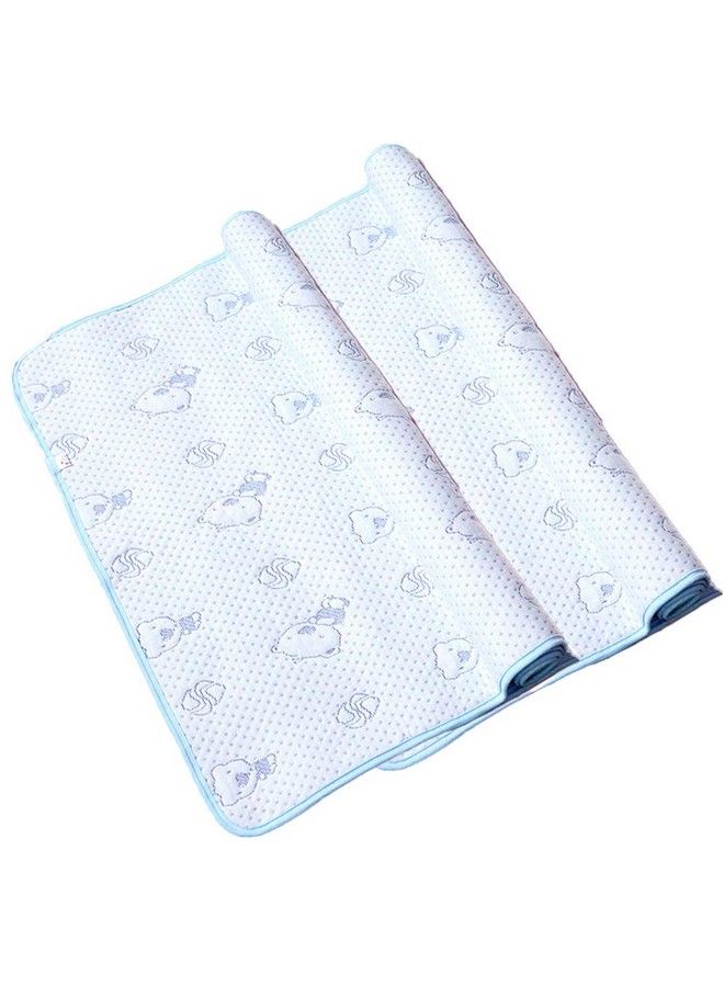 Monvecle 2Pcs Pack Baby Infant Waterproof Cotton Changing Pads Washable Resuable Diapers Liners Mats Blue Bear 28" X 20" - Image 1