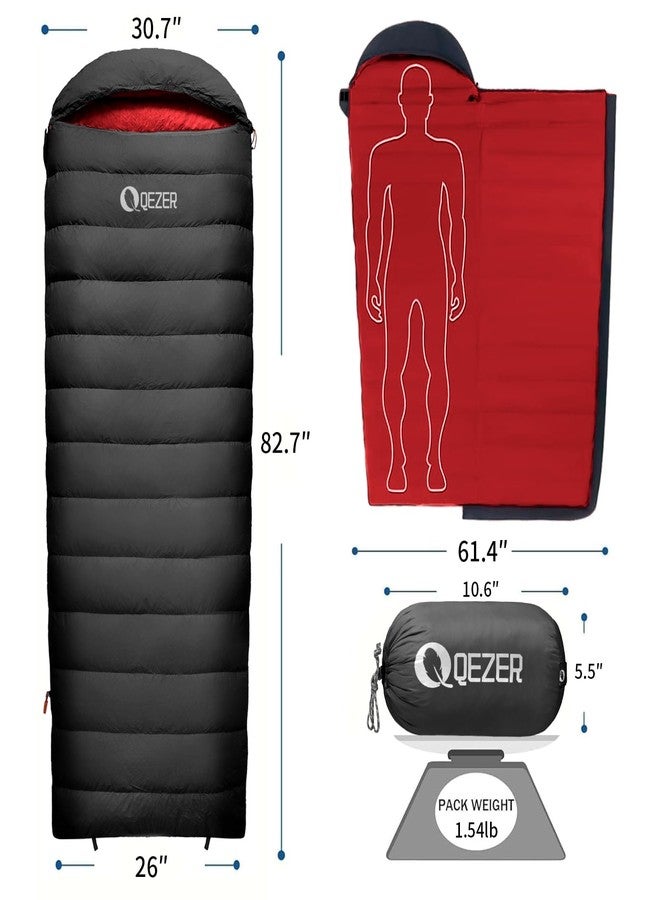 QEZER Down Sleeping Bag for Adults, 600 Fill Power, Ultralight & Compact with Pouch for Backpacking, Camping, Hiking - Image 2