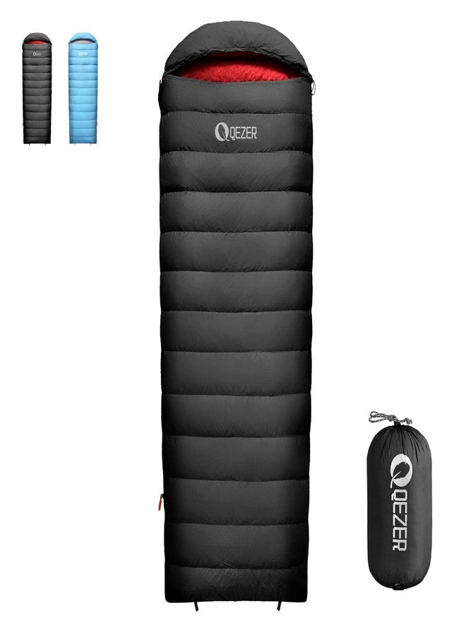 QEZER Down Sleeping Bag for Adults, 600 Fill Power, Ultralight & Compact with Pouch for Backpacking, Camping, Hiking - Image 1