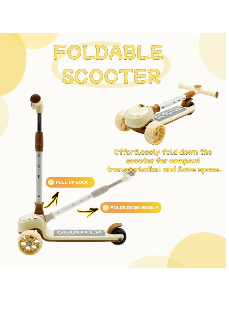 EASY FUTURE Foldable Kids Scooter with Height-Adjustable Handle, LED PU Wheels, Rear Brake & Music – Ideal for 3-8 Years - Image 3