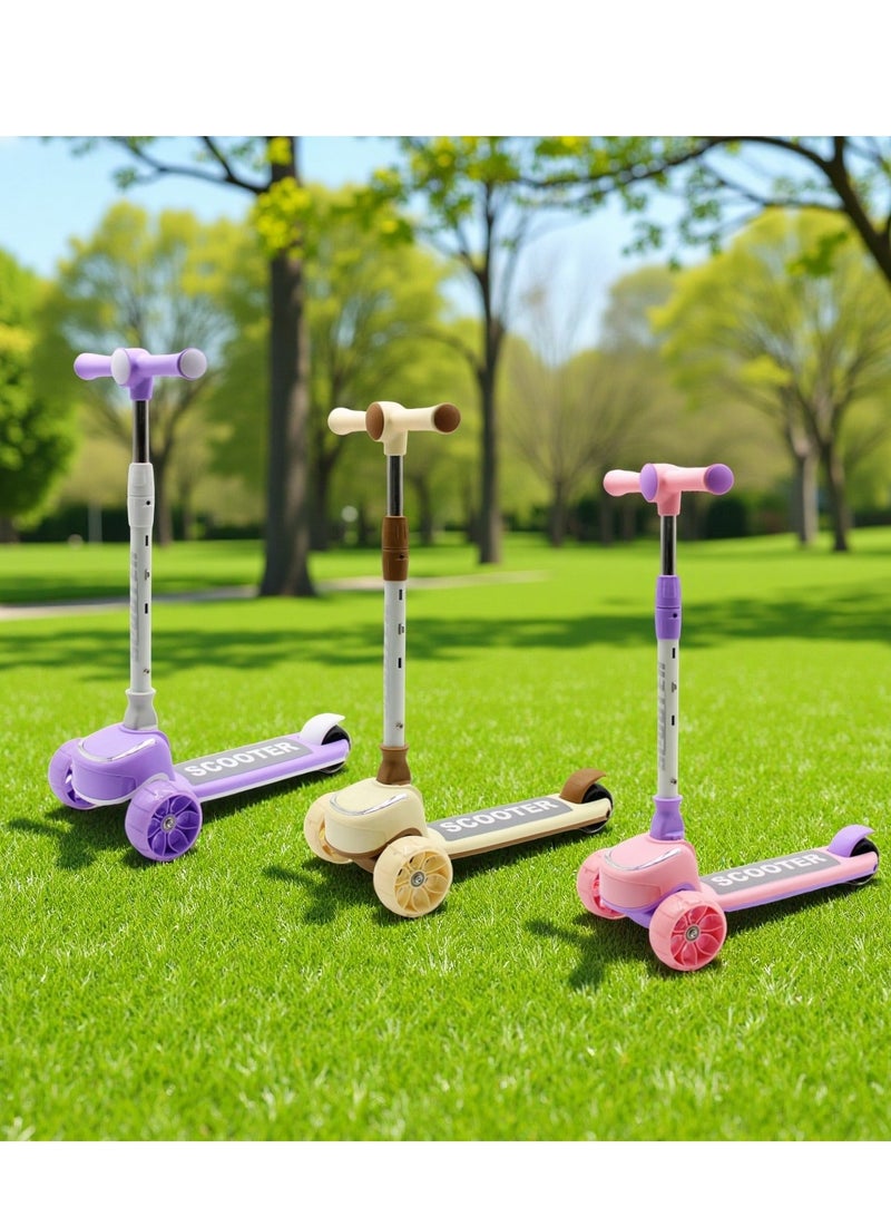 EASY FUTURE Foldable Kids Scooter with Height-Adjustable Handle, LED PU Wheels, Rear Brake & Music – Ideal for 3-8 Years - Image 2