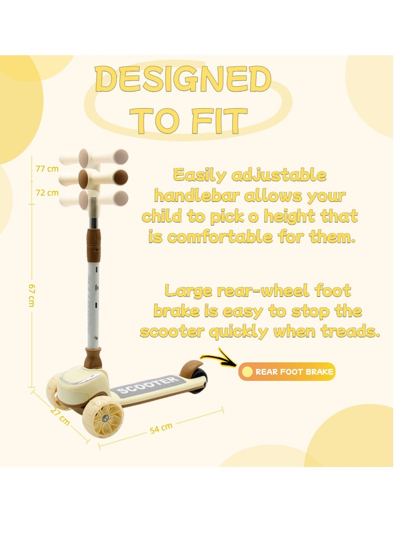 EASY FUTURE Foldable Kids Scooter with Height-Adjustable Handle, LED PU Wheels, Rear Brake & Music – Ideal for 3-8 Years - Image 4