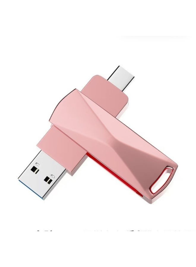Type-c Mobile Phone U Disk 32g High-speed Usb3.0 Computer Dual-use OTG Dual-interface Metal U Disk-Color:Powder-Capacity:USB2.0  32GB - Image 1