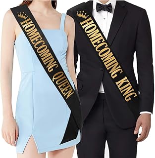 TTCOROCK "Homecoming King" and"Homecoming Queen" Sashes - Homecoming Party Prom Sashes School Party Accessories, Black - Image 1