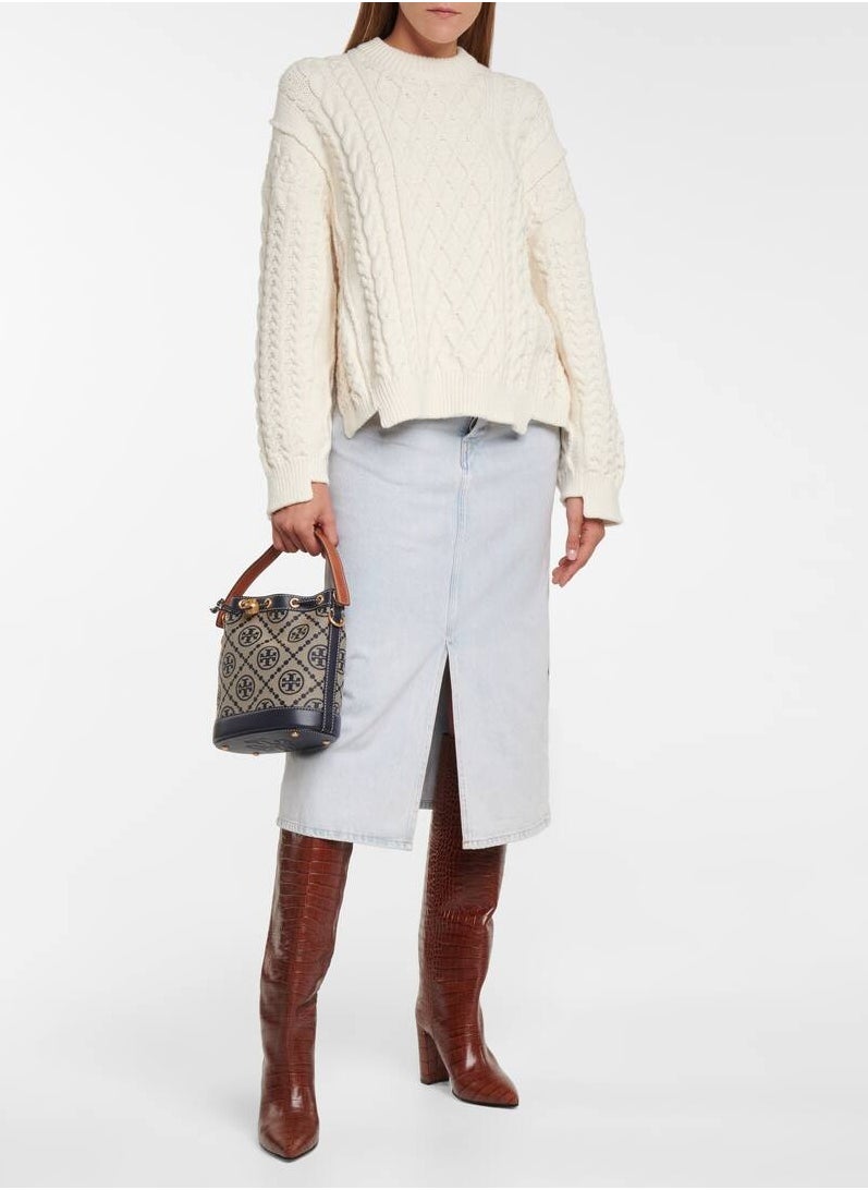 TB - Tory Burch Large T Monogram Jacquard Bucket Bag - Image 1