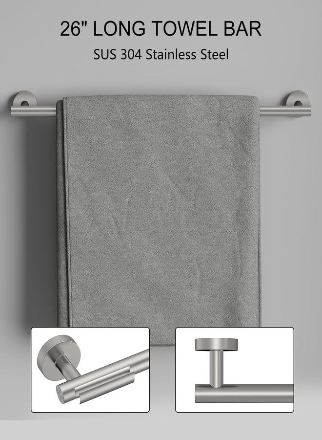 BATHLAVISH Bathroom Hardware Accessories Set 5 Pieces Brushed Nickel 26" SUS 304 Stainless Steel Bath Towel Holder Bar Set Towel Rack Combination Wall Mounted for Kitchen, Laundry, Bedroom - Image 4