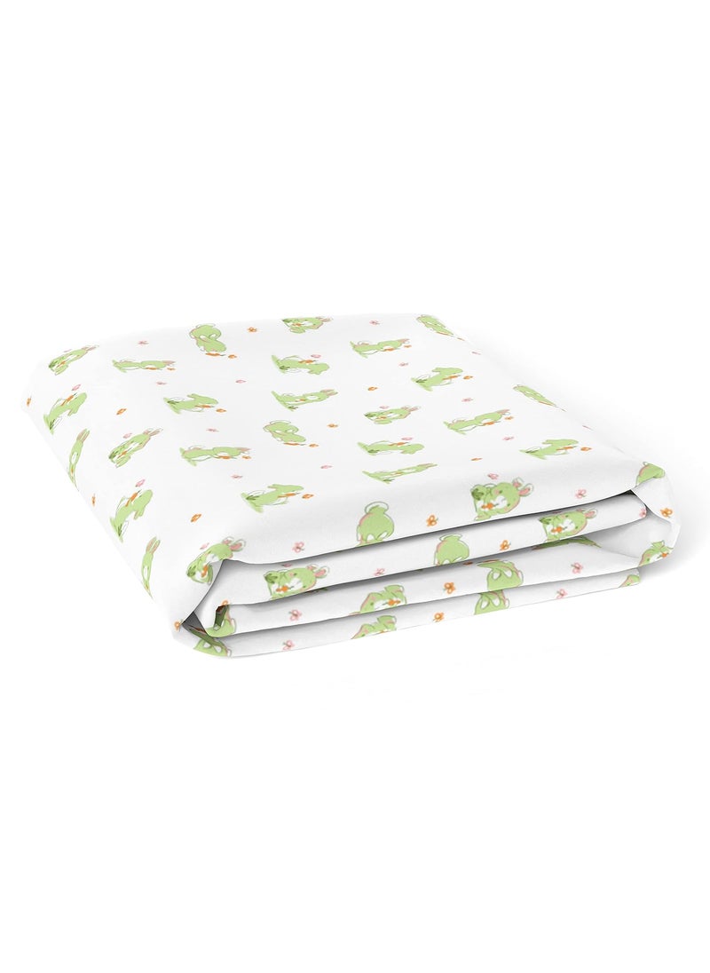 The White Cradle The White Cradle Flat Bed Sheet for Baby Cot Mattress Pure Organic Cotton Extra Large Super Soft Smooth Absorbent Breathable Twill Fabric for Infants Newborns White Bunny  - Image 2