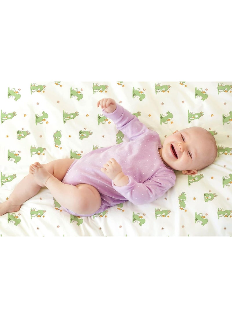 The White Cradle The White Cradle Flat Bed Sheet for Baby Cot Mattress Pure Organic Cotton Extra Large Super Soft Smooth Absorbent Breathable Twill Fabric for Infants Newborns White Bunny  - Image 3