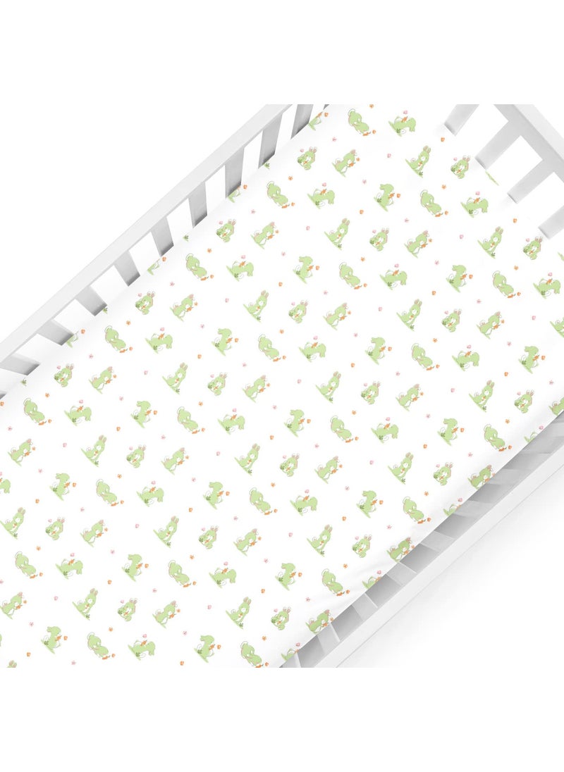 The White Cradle The White Cradle Flat Bed Sheet for Baby Cot Mattress Pure Organic Cotton Extra Large Super Soft Smooth Absorbent Breathable Twill Fabric for Infants Newborns White Bunny  - Image 5
