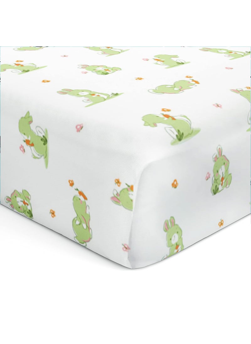 The White Cradle The White Cradle Flat Bed Sheet for Baby Cot Mattress Pure Organic Cotton Extra Large Super Soft Smooth Absorbent Breathable Twill Fabric for Infants Newborns White Bunny  - Image 1