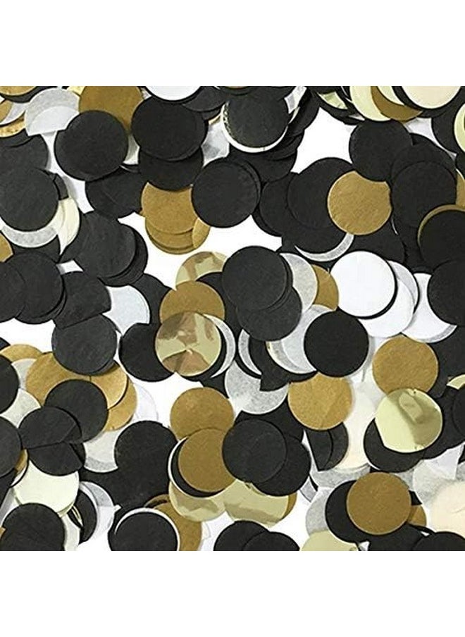 Confetti Confetti! Round Tissue Confetti Circle Table Confetti for Wedding Birthday Party Decoration, 1 inch Tissue Paper confetti in Beautiful Shades of Black, White, and Gold.  - Image 3