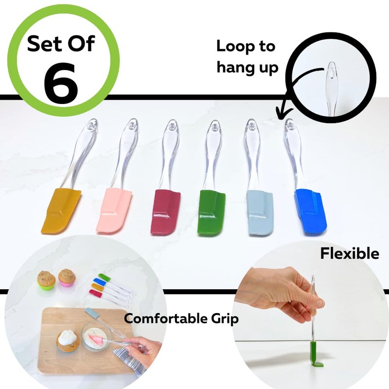 Evelots Set of 6 Mini Silicone Spatulas for Kitchen Cooking & Baking  Small Silicone Cooking Utensils  Heat Resistant BPA Free - Up To 446 Degrees - Image 2