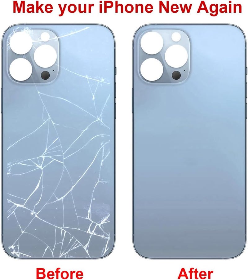 Perzework استبدال زجاج خلفي أصلي (سيرا أزرق) متوافق مع آيفون 13 برو 6.1 بوصة لجميع الشبكات مع لاصق مثبت مسبقًا ومجموعات أدوات الإصلاح - Image 5