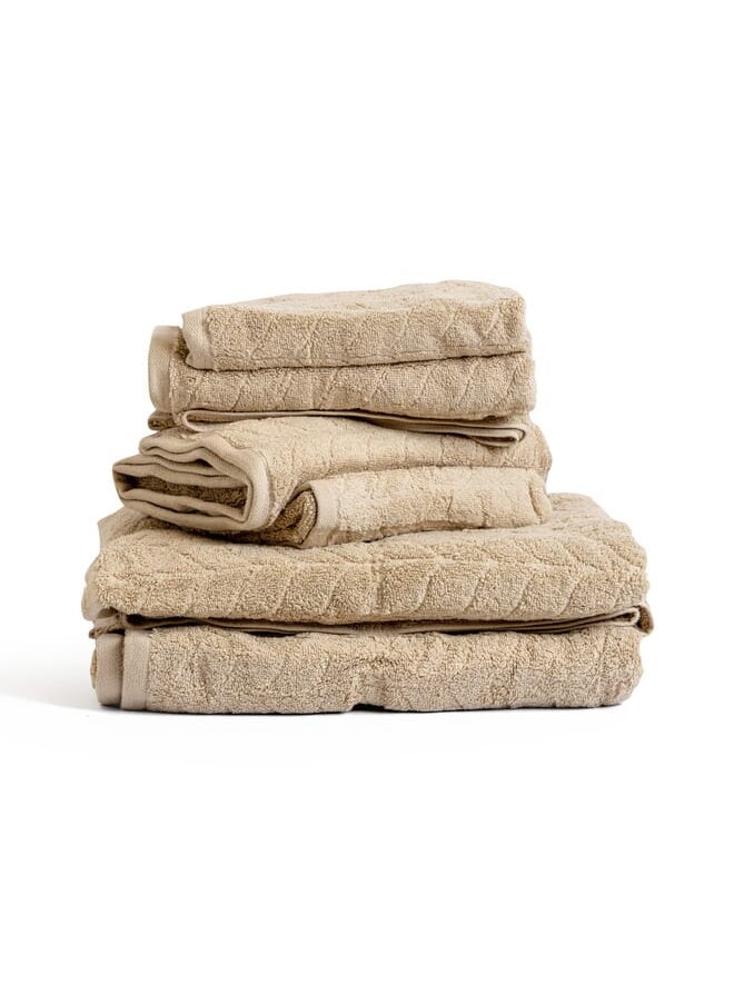 MEHALLA Towels Set - Jacquard - 6Piece - 70*140+50*100+40*60cm - Egyptian Cotton 100% 
