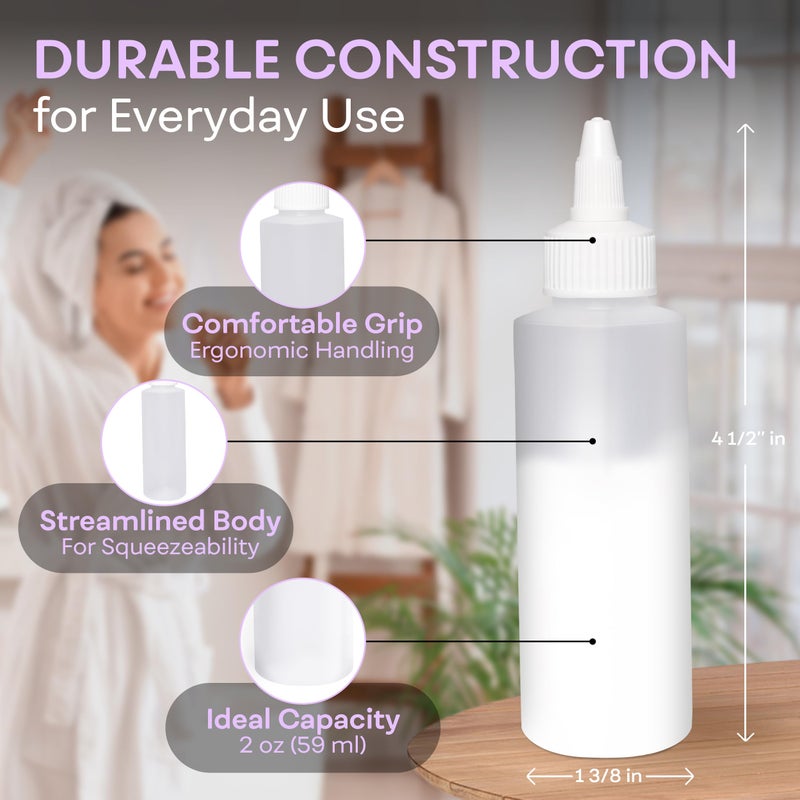 BRIGHTFROM Twist Top Applicator Bottles, Squeeze 2 OZ Empty Plastic Bottles, Refillable, Open/Close Nozzle - Multi Purpose (Pack of 2) - Image 3