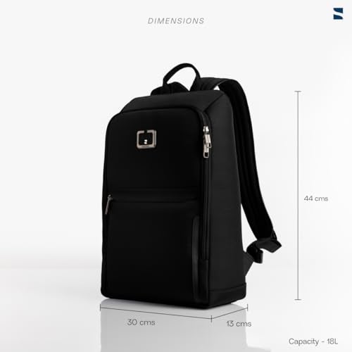 scarters Downtown Laptop Backpack for Men | 17L Office Backpack | 15.6 inch Laptop Bag | YKK Zippers | Suitcase Slot | Travel Bag for Office Commute & Business Trips (Black) - Image 3
