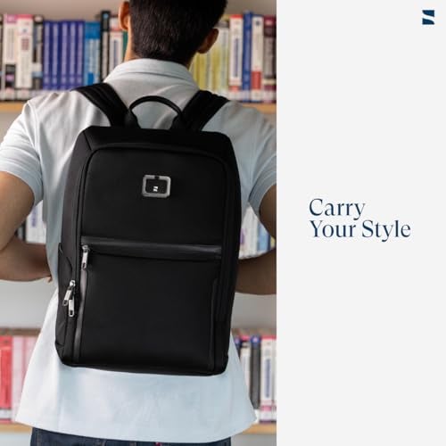 scarters Downtown Laptop Backpack for Men | 17L Office Backpack | 15.6 inch Laptop Bag | YKK Zippers | Suitcase Slot | Travel Bag for Office Commute & Business Trips (Black) - Image 5