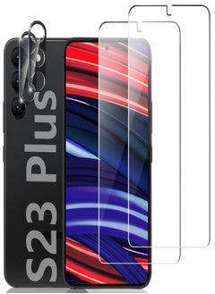 S23+ Plus Glass Screen Protector & Camera Protector [2+2 Pack] 
HD Clear Tempered Glass Scratch Resistant Fingerprint Unlock 3D Curved Full Coverage Bubble-Free for Samsung Galaxy S23 Plus (6.6")