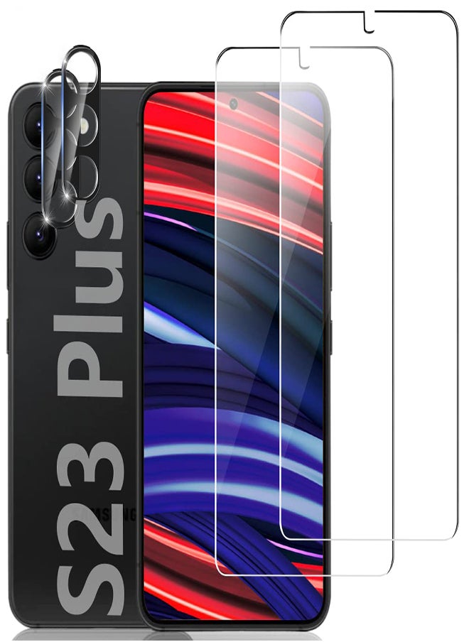 KASTWAVE - S23+ Plus Glass Screen Protector & Camera Protector [2+2 Pack] 
HD Clear Tempered Glass Scratch Resistant Fingerprint Unlock 3D Curved Full Coverage Bubble-Free for Samsung Galaxy S23 Plus (6.6") - Image 1