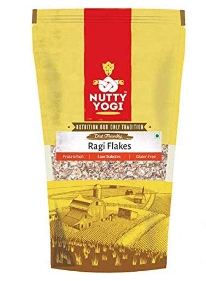 Nutty Yogi 100% Gluten Free & Organic Ragi Flakes (Finger Millet) | Ragi Poha | Ready to Cook Flakes | Unflavored & Toasted Alternative to Oats | Healthy Snack - 400 gm (Pack of 3) - Image 1