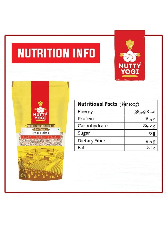 Nutty Yogi 100% Gluten Free & Organic Ragi Flakes (Finger Millet) | Ragi Poha | Ready to Cook Flakes | Unflavored & Toasted Alternative to Oats | Healthy Snack - 400 gm (Pack of 3) - Image 2