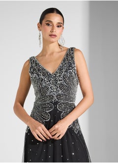 Namshi x Sleeveless Embellished Dress  - Image 3