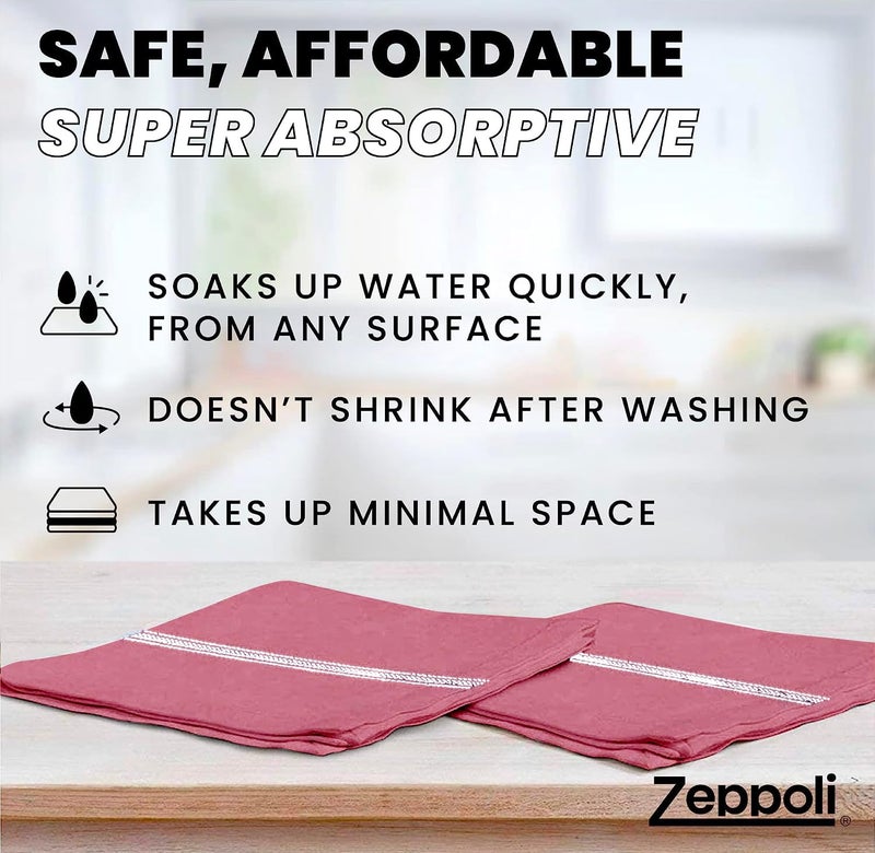 Zeppoli Zeppoli Classic Kitchen Towels - 15 Pack 100% Natural Cotton Kitchen Towel Set  Reusable Wash Cloths  Absorbent Dish Towels  Machine Washable Hand Towels  Kitchen Essentials - 14  by 25  - Red Base  - Image 5