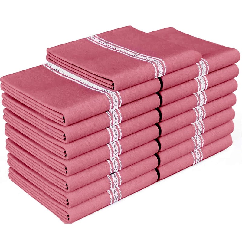 Zeppoli Zeppoli Classic Kitchen Towels - 15 Pack 100% Natural Cotton Kitchen Towel Set  Reusable Wash Cloths  Absorbent Dish Towels  Machine Washable Hand Towels  Kitchen Essentials - 14  by 25  - Red Base  - Image 1