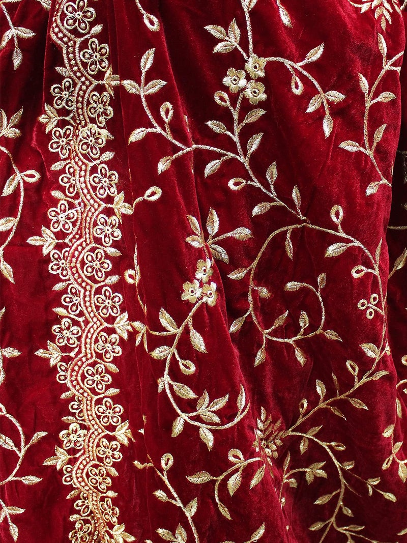 Matelco Women's Velvet Embroidered Dupatta (Maroon), 2.25 Meter - Image 5