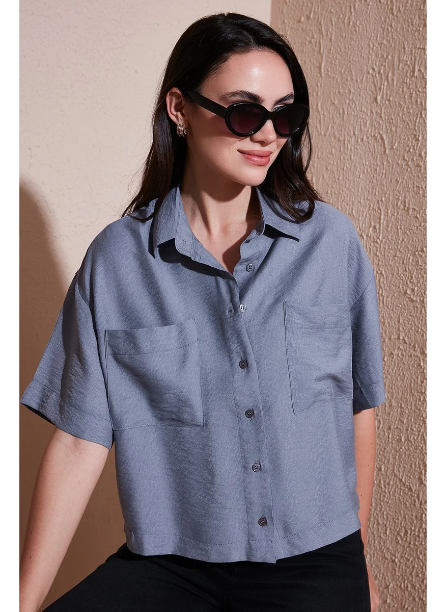 Lela Regular Fit Pocket Detail Short Sleeve Shirt Women's Shirt 6778568