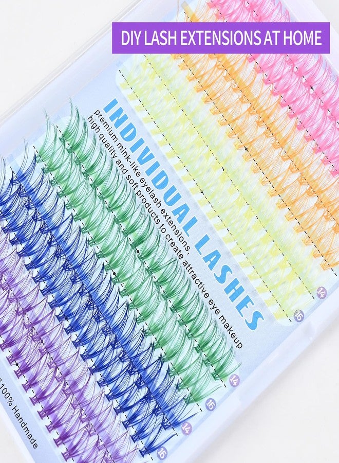 LASGOOS D Curl Colored Lash Clusters 20P 240 Pcs Faux Mink 14-16mm, 6 Bright Colors Individual Segment Lashes Soft Natural Long Individual False Eyelashes Curly Reusable for Party & Creative Makeup LASGOOS - Image 4