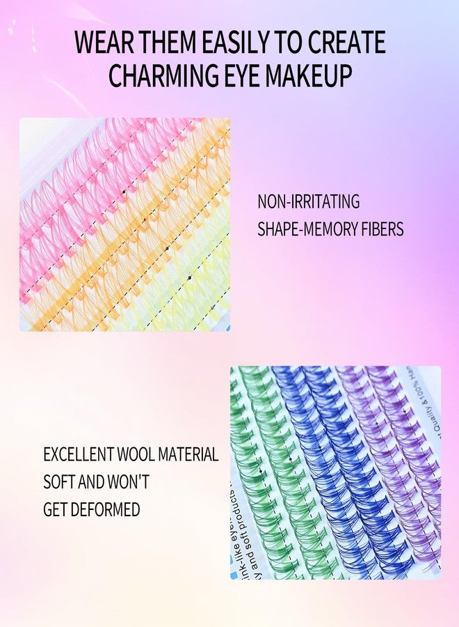 LASGOOS D Curl Colored Lash Clusters 20P 240 Pcs Faux Mink 14-16mm, 6 Bright Colors Individual Segment Lashes Soft Natural Long Individual False Eyelashes Curly Reusable for Party & Creative Makeup LASGOOS - Image 5