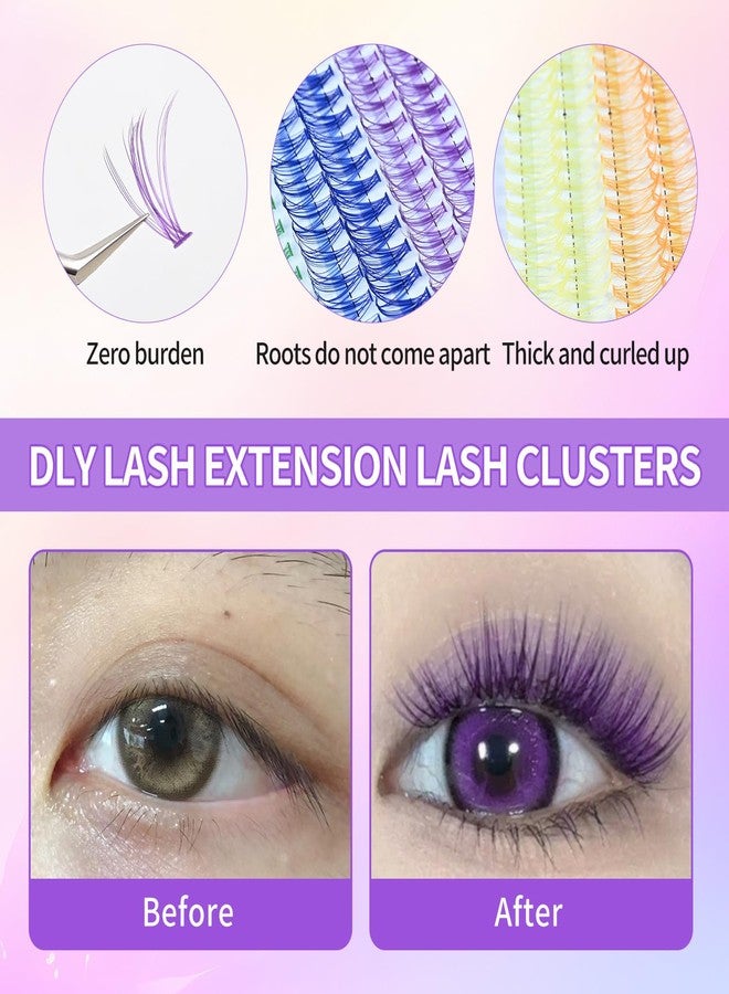 LASGOOS D Curl Colored Lash Clusters 20P 240 Pcs Faux Mink 14-16mm, 6 Bright Colors Individual Segment Lashes Soft Natural Long Individual False Eyelashes Curly Reusable for Party & Creative Makeup LASGOOS - Image 3