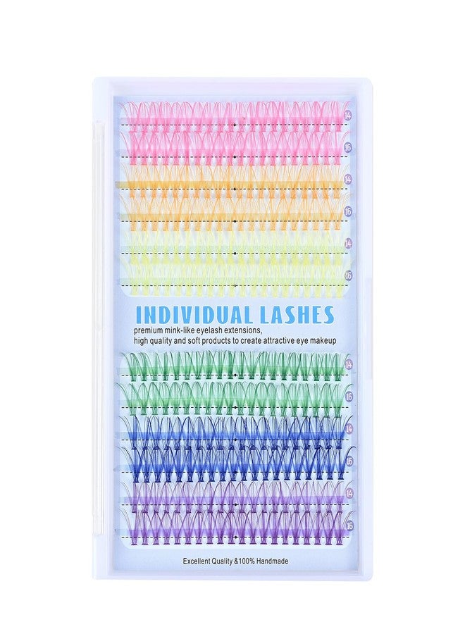 LASGOOS D Curl Colored Lash Clusters 20P 240 Pcs Faux Mink 14-16mm, 6 Bright Colors Individual Segment Lashes Soft Natural Long Individual False Eyelashes Curly Reusable for Party & Creative Makeup LASGOOS - Image 1