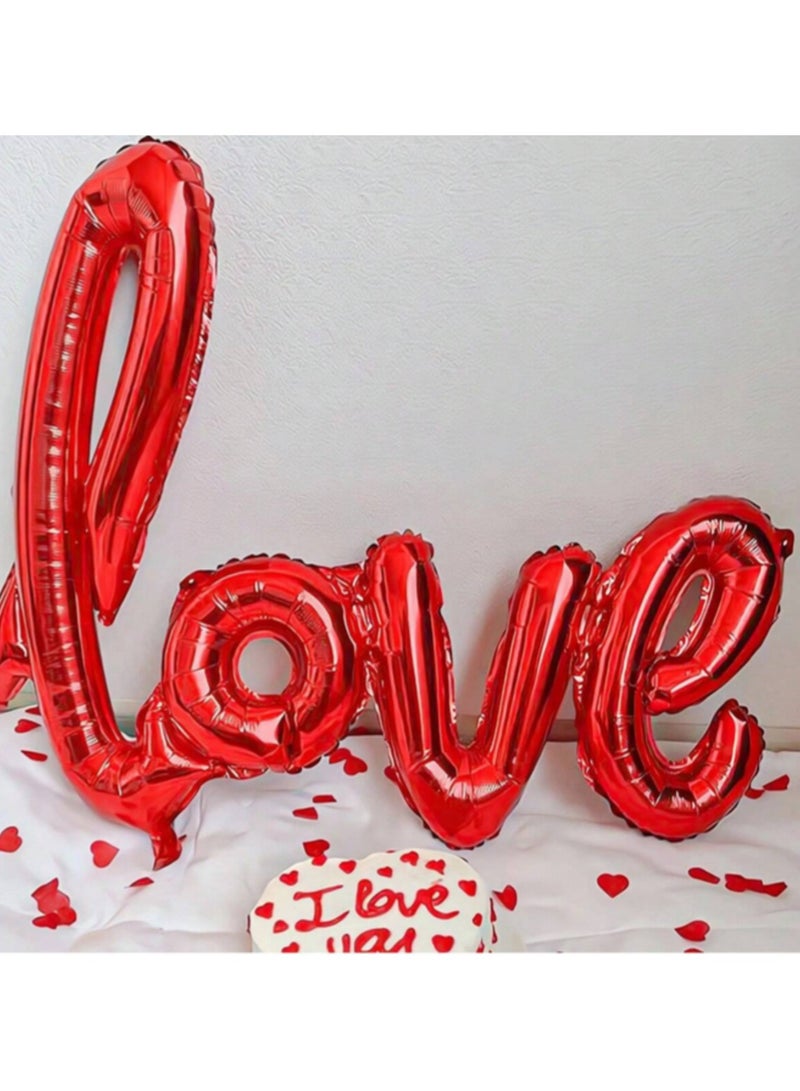 400pcs Silk Rose Petals & 6pcs Red Heart Shape Balloons & 1pc "Love" Pattern for Romantic Special Wedding Anniversary Party Decorations - Image 5