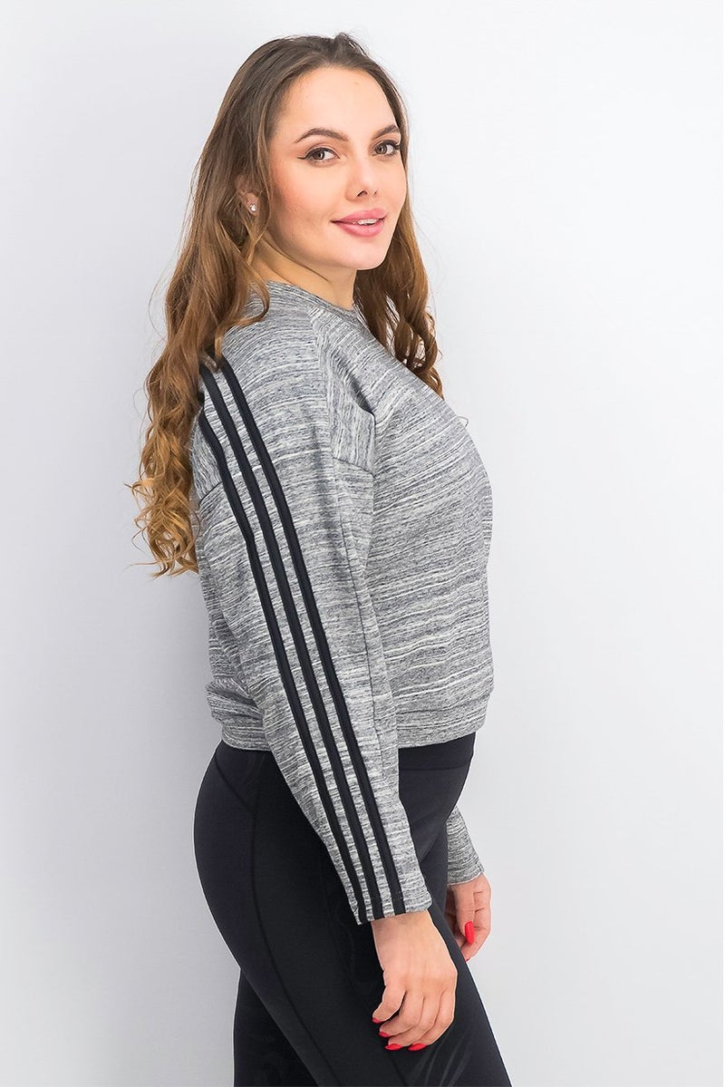 Adidas سويت شيرت قصير مزج نسائي بأكمام طويلة، أسود - Image 2