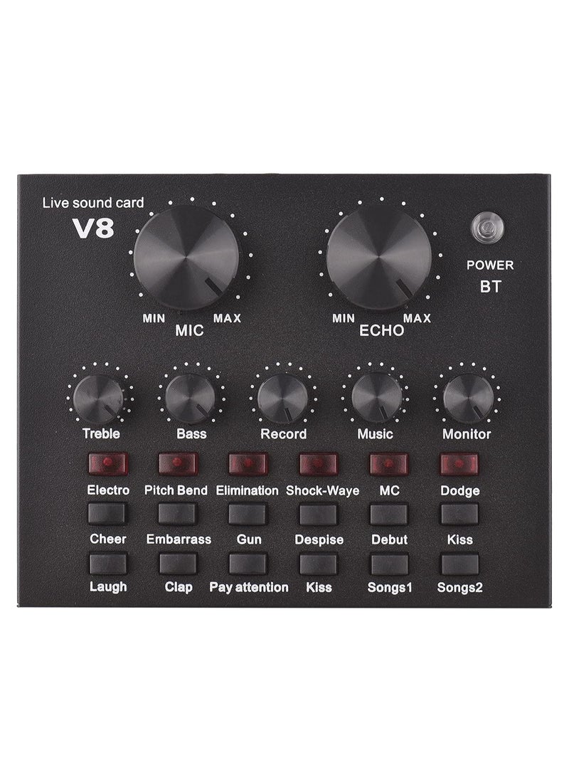 Generic V8 External Sound Card Usb Phone Microphone For Mobile Computer Audio Interface With Bt For Online Singing Chatting Live Video Streaming Music Recording Black Black  - Image 1
