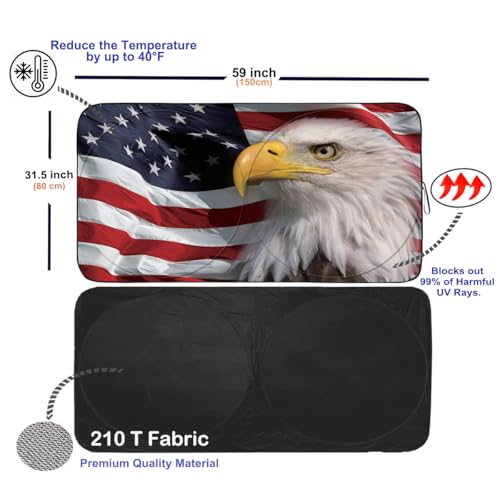 Güvenç Gven Car Shade Patriotic Car Sun Shade with USA Flag Car Front Windshield Shade for Heat Protection Patriotic Car Accessories American Flag for Car Pickup Truck SUV (Flag, S) - Image 2