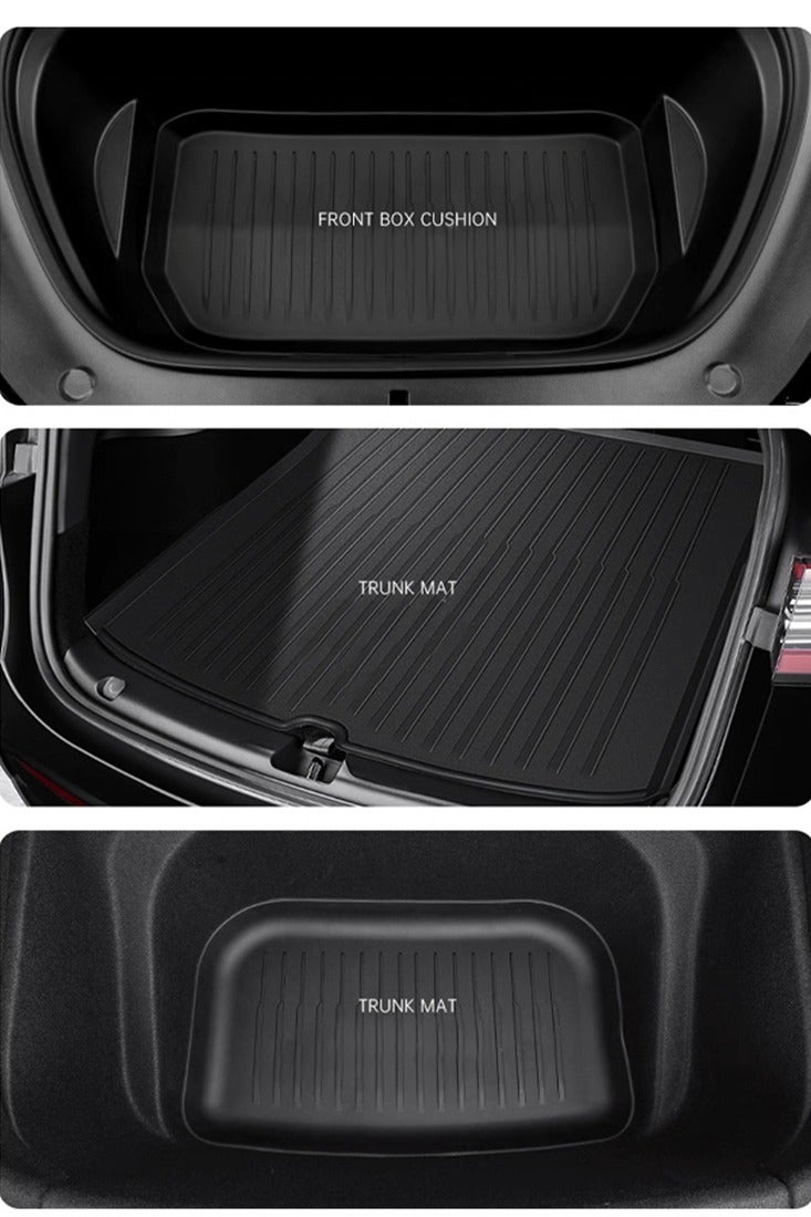 Generic Car floor mat 3-piece kit, suitable for 2019-2022 Tesla Model 3 car trunk mat front compartment mat, rear compartment mat, wear-resistant, easy to clean, high-end, material: TPE. - Image 3