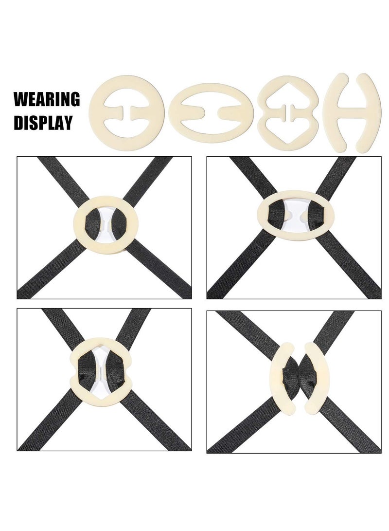 Bra Strap Clips - 12 Pack Adjustable Length Buckles, Anti-Slip and Anti-Glare Underwear Accessories in Black, Transparent, and Skin Tones. Perfect for Comfort and Style!