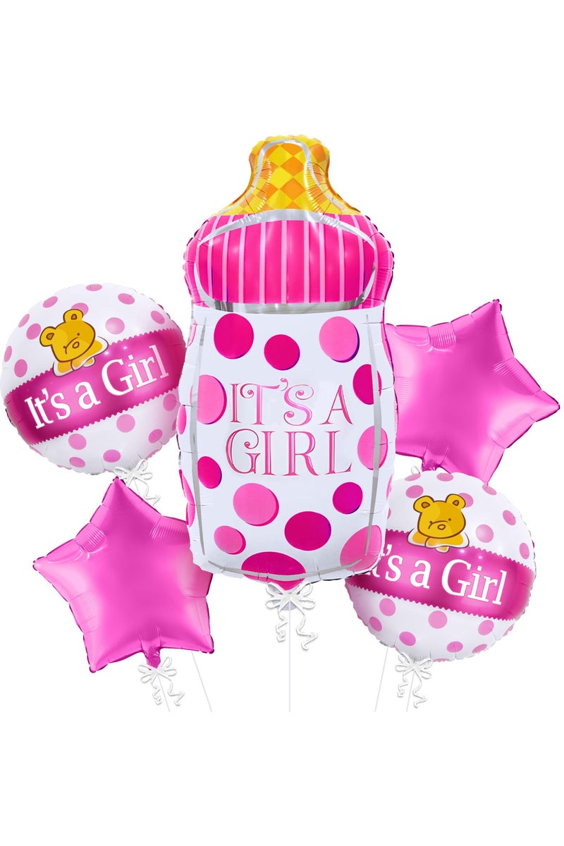 Newborn Baby Girl Balloon Set, Newborn Baby Party Decorations, Welcome Baby Balloons, 5 Piece Set - Image 1