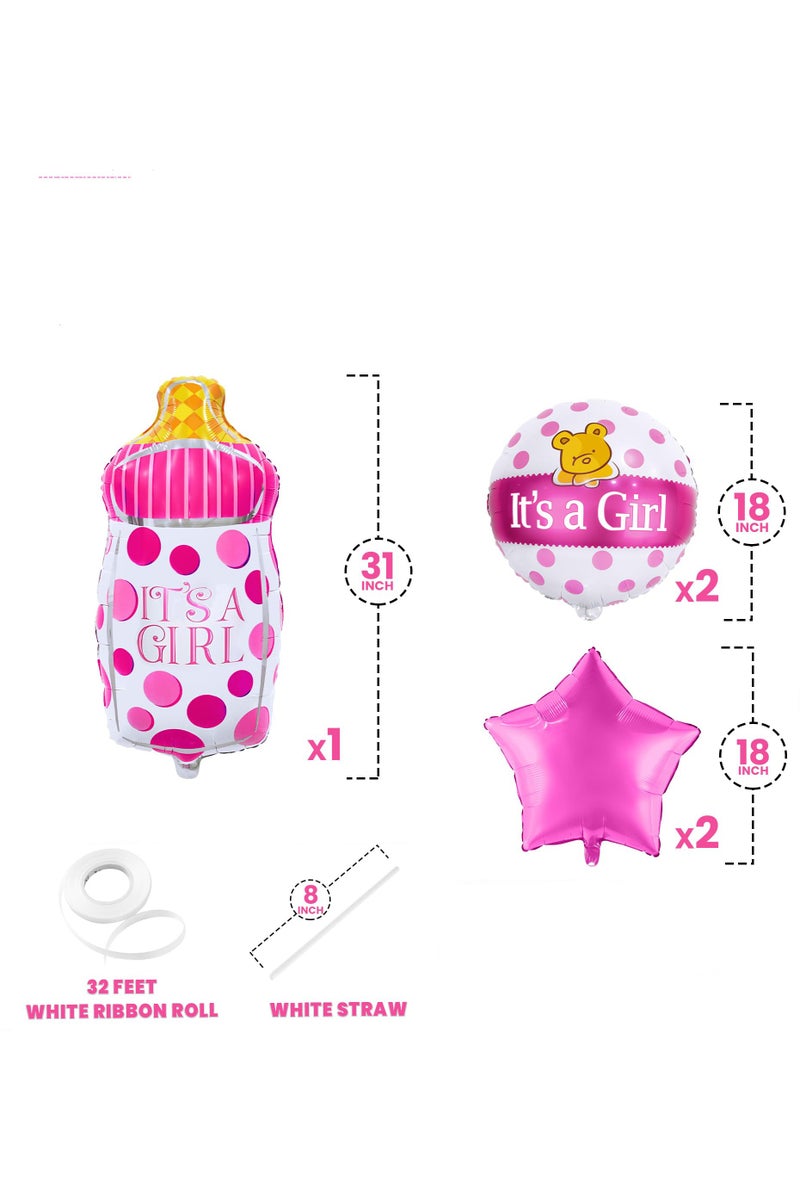 Newborn Baby Girl Balloon Set, Newborn Baby Party Decorations, Welcome Baby Balloons, 5 Piece Set - Image 2