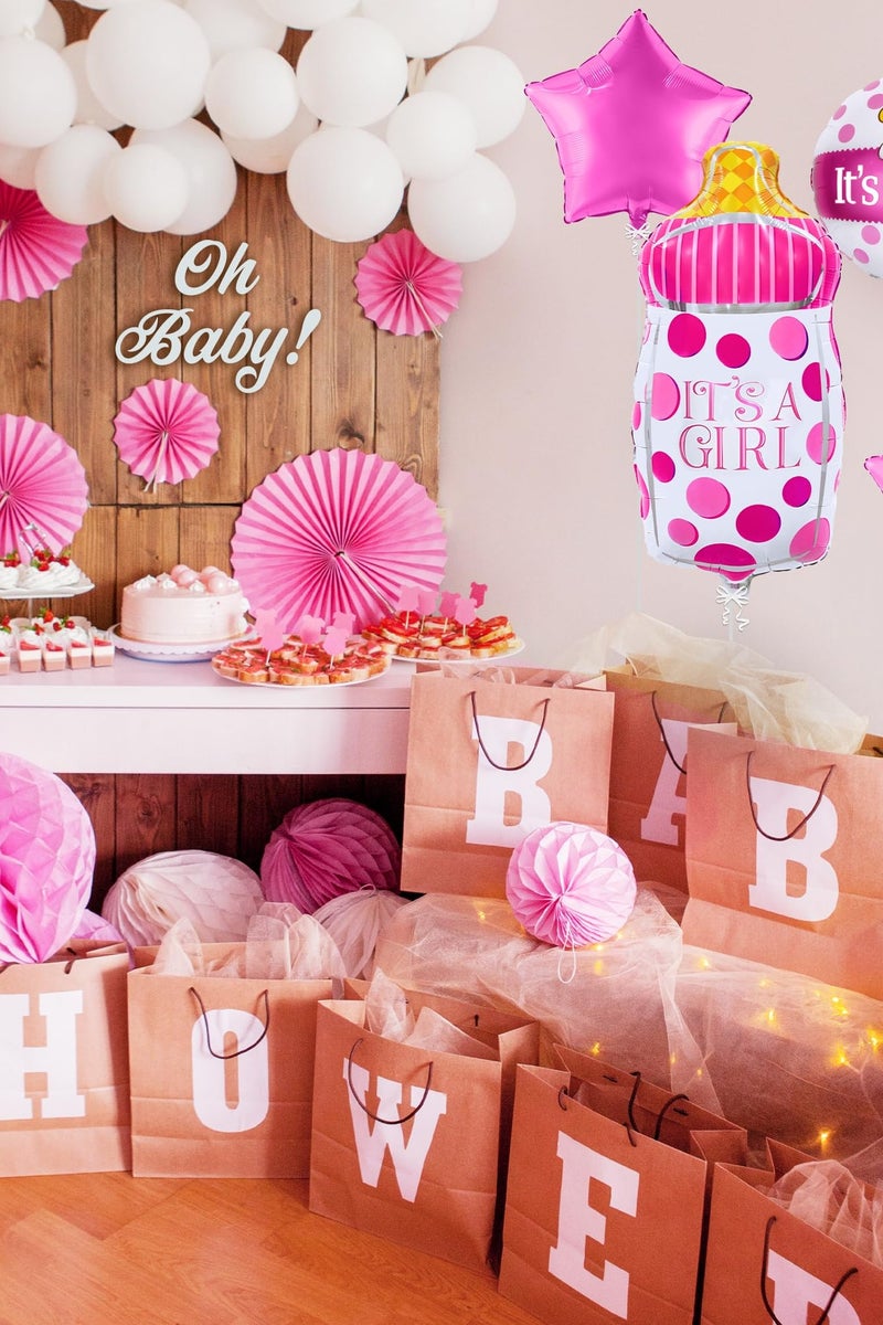 Newborn Baby Girl Balloon Set, Newborn Baby Party Decorations, Welcome Baby Balloons, 5 Piece Set - Image 3