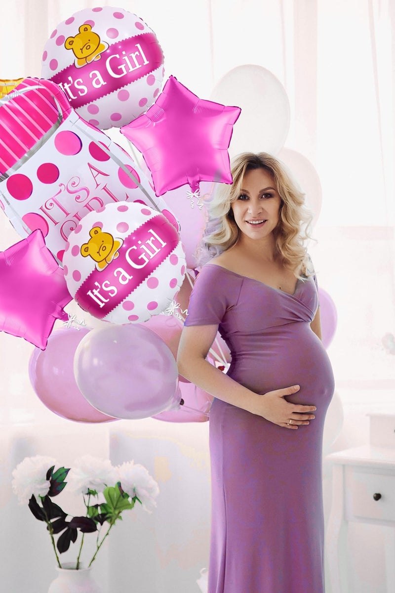 Newborn Baby Girl Balloon Set, Newborn Baby Party Decorations, Welcome Baby Balloons, 5 Piece Set - Image 5