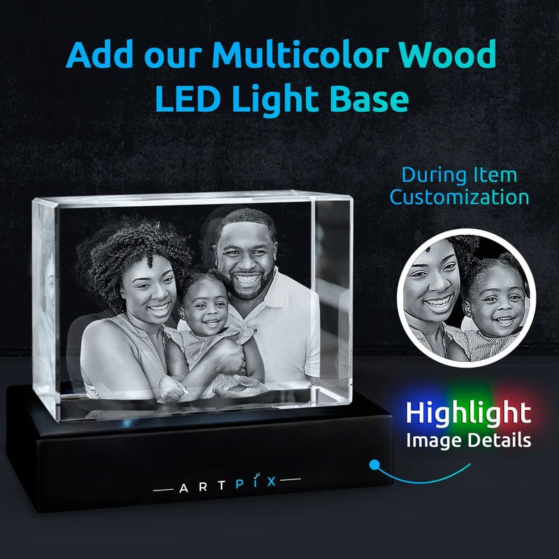 Artpix 3D Premium Crystal Photo Higports for Women زوجة MEN MOM DAD HER HES GREAT FELLICHED MISTED مع صورتك الخاصة - Image 3