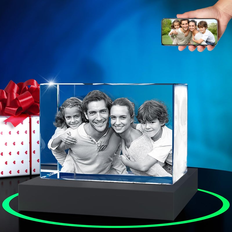 Artpix 3D Premium Crystal Photo Higports for Women زوجة MEN MOM DAD HER HES GREAT FELLICHED MISTED مع صورتك الخاصة - Image 1